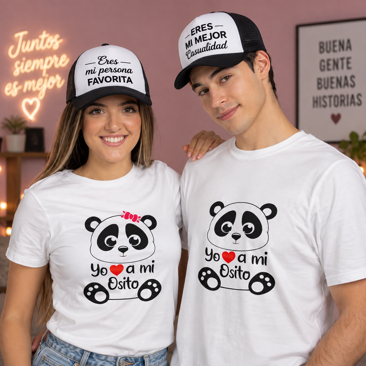 Ejemplo de polos personalizados en pareja